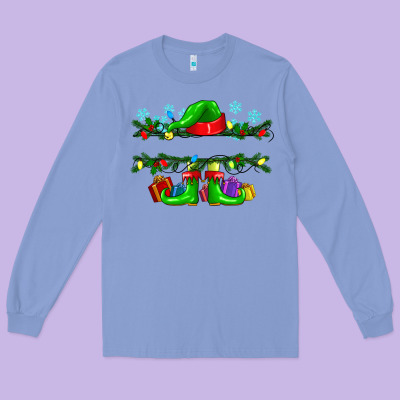 Custom Name Christmas Elf Long Sleeve Tee Designed By Texasbilliewilder