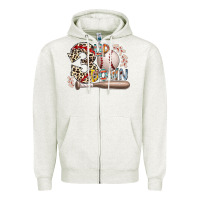Oatmeal Heather three up down Zipper Hoodie - RacoonDesign