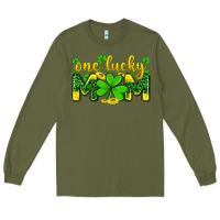 Army Green one lucky mom Long Sleeve Tee - Zillion Design Studio