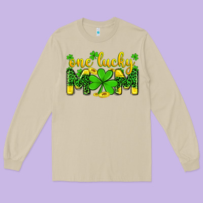 One Lucky Mom Long Sleeve Tee Designed By Zillion Design Studio