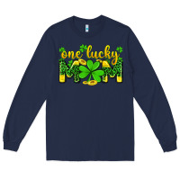 Navy one lucky mom Long Sleeve Tee - Zillion Design Studio