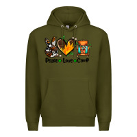Army Green peace love camp ado Premium Hoodie - AdoDesignShop