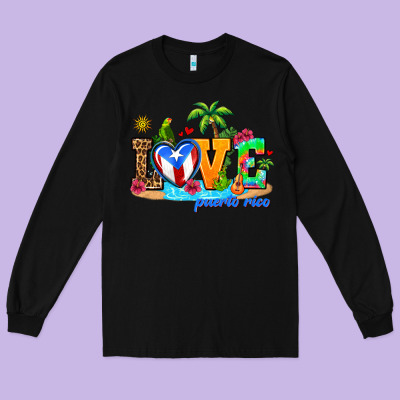 Love Puerto Rico Long Sleeve Tee Designed By Adodesignshop