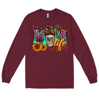 Burgundy mom life with skull Long Sleeve Tee - Zillion Design Studio