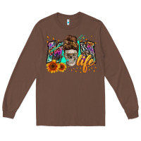 Chestnut mom life with skull Long Sleeve Tee - Zillion Design Studio