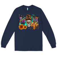 Navy mom life with skull Long Sleeve Tee - Zillion Design Studio
