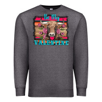 Charcoal Heather be my valentine with cow Premium Sweatshirt - AdoDesignShop