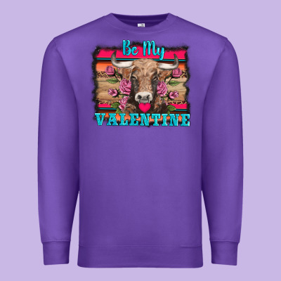Be My Valentine With Cow Premium Sweatshirt Designed By Adodesignshop