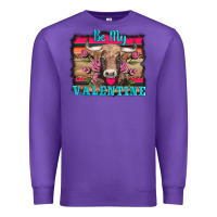 Purple be my valentine with cow Premium Sweatshirt - AdoDesignShop