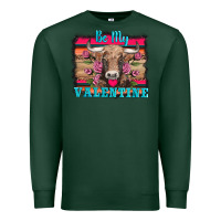 Sports Green be my valentine with cow Premium Sweatshirt - AdoDesignShop