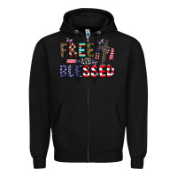 Black free and blessed Zipper Hoodie - CowhideDigitalArt
