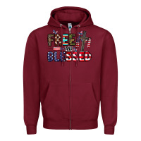 Burgundy free and blessed Zipper Hoodie - CowhideDigitalArt