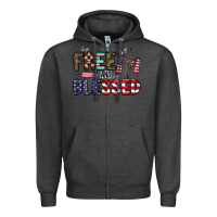 Charcoal Heather free and blessed Zipper Hoodie - CowhideDigitalArt