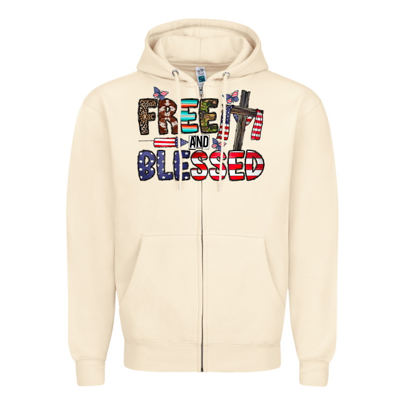 Free And Blessed Zipper Hoodie by CowhideDigitalArt | Teevron
