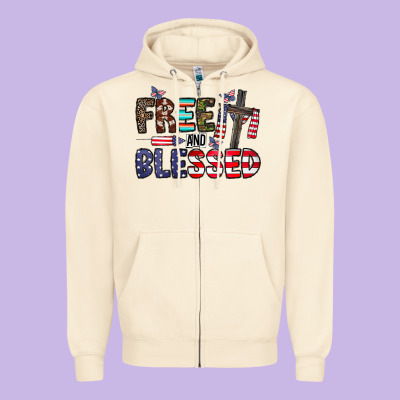Free And Blessed Zipper Hoodie Designed By Cowhidedigitalart