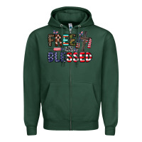 Sports Green free and blessed Zipper Hoodie - CowhideDigitalArt