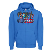 True Royal free and blessed Zipper Hoodie - CowhideDigitalArt