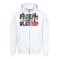 White free and blessed Zipper Hoodie - CowhideDigitalArt