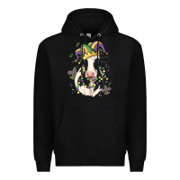 Black mardi gras cow Premium Hoodie - MaliasSmallBusiness