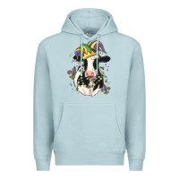 Blue Mist mardi gras cow Premium Hoodie - MaliasSmallBusiness