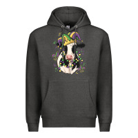 Charcoal Heather mardi gras cow Premium Hoodie - MaliasSmallBusiness