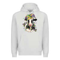 Dove Grey mardi gras cow Premium Hoodie - MaliasSmallBusiness