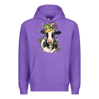 Purple mardi gras cow Premium Hoodie - MaliasSmallBusiness