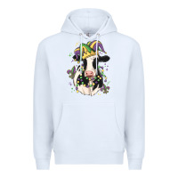 White mardi gras cow Premium Hoodie - MaliasSmallBusiness