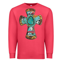 Cardinal cross with leopard sunflower gemstone serape cowhide Premium Sweatshirt - Artiststas