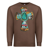 Chestnut cross with leopard sunflower gemstone serape cowhide Premium Sweatshirt - Artiststas