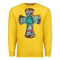 Lemon cross with leopard sunflower gemstone serape cowhide Premium Sweatshirt - Artiststas