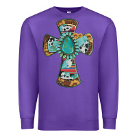 Purple cross with leopard sunflower gemstone serape cowhide Premium Sweatshirt - Artiststas