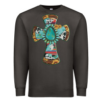 Smoke cross with leopard sunflower gemstone serape cowhide Premium Sweatshirt - Artiststas