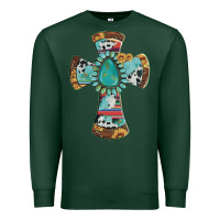 Sports Green cross with leopard sunflower gemstone serape cowhide Premium Sweatshirt - Artiststas