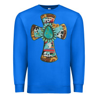 True Royal cross with leopard sunflower gemstone serape cowhide Premium Sweatshirt - Artiststas