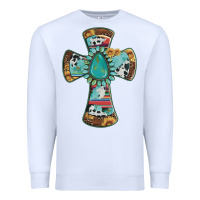 Cross With Leopard Sunflower Gemstone Serape Cowhide Premium Sweatshirt | Teevron