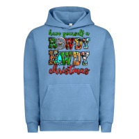 Pigment Pebble Blue Have yourself a rowdy howdy Christmas Urban Hoodie - NancyCooperArtShop