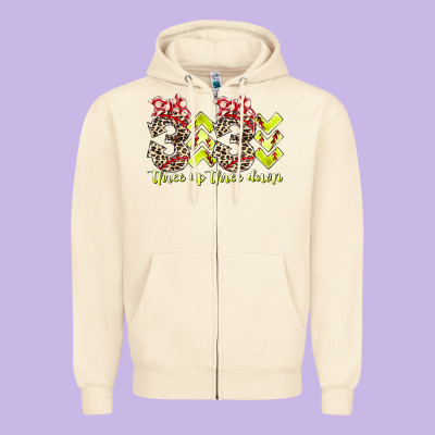 Three Up Theree Down Softball Zipper Hoodie Designed By Racoondesign
