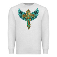 Oatmeal Heather wing cross Premium Sweatshirt - Artiststas