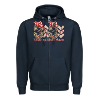 Navy three up theree down Zipper Hoodie - RacoonDesign