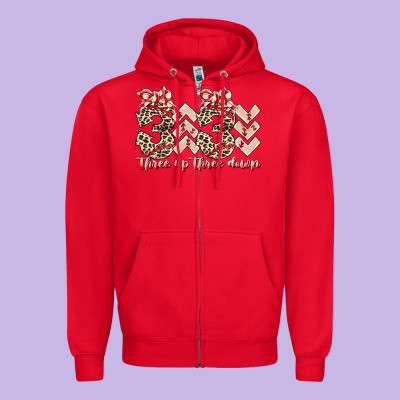 Three Up Theree Down Zipper Hoodie Designed By Racoondesign