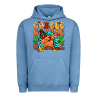 Pigment Pebble Blue gobble gobble gobble gobble turkey Urban Hoodie - MaliasSmallBusiness