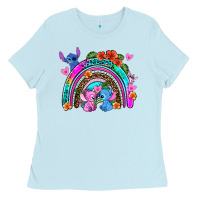 Baby Blue stitch and lilo rainbow Ladies Tee - AdoDesignShop