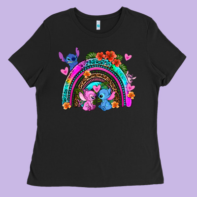 Stitch And Lilo Rainbow Ladies Tee Designed By Adodesignshop