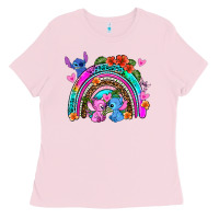 Bubblegum Pink stitch and lilo rainbow Ladies Tee - AdoDesignShop