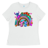 White stitch and lilo rainbow Ladies Tee - AdoDesignShop