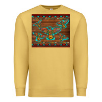 Antique Gold western thunderbird and arrow with aztec leopard Premium Sweatshirt - Artiststas