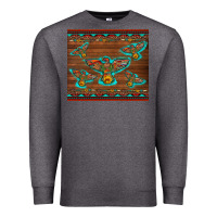 Charcoal Heather western thunderbird and arrow with aztec leopard Premium Sweatshirt - Artiststas