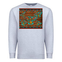 Heather Grey western thunderbird and arrow with aztec leopard Premium Sweatshirt - Artiststas