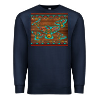 Navy western thunderbird and arrow with aztec leopard Premium Sweatshirt - Artiststas